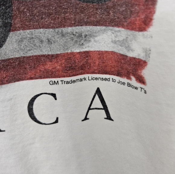 Gildan White T-Shirt with Red Chevy Truck and Flag Design - Picture 3 of 5